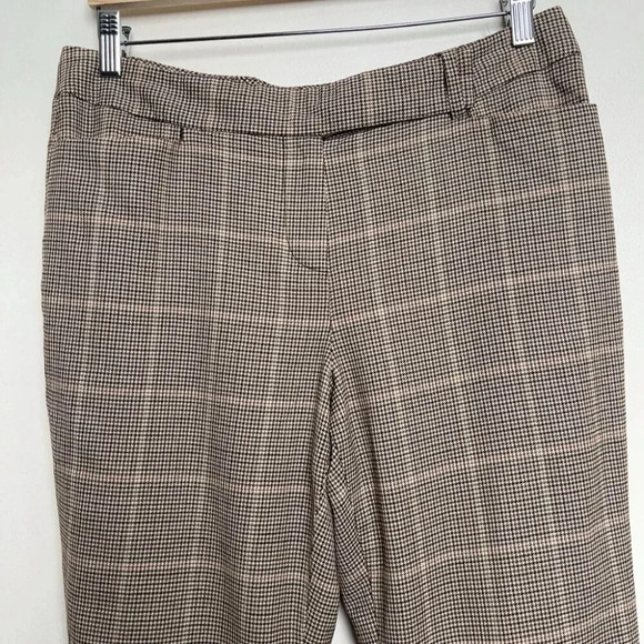 TABOTS Womens 10P Houndstooth Wide  Leg Brown Career Wool Trouser - Picture 4 of 14